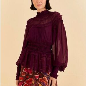 Farm Rio chiffon ruffled top
